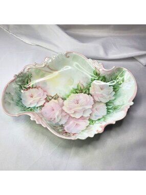 Giraud Limoges France Porcelain Plate With Pink Roses By Elaine Ainsworth